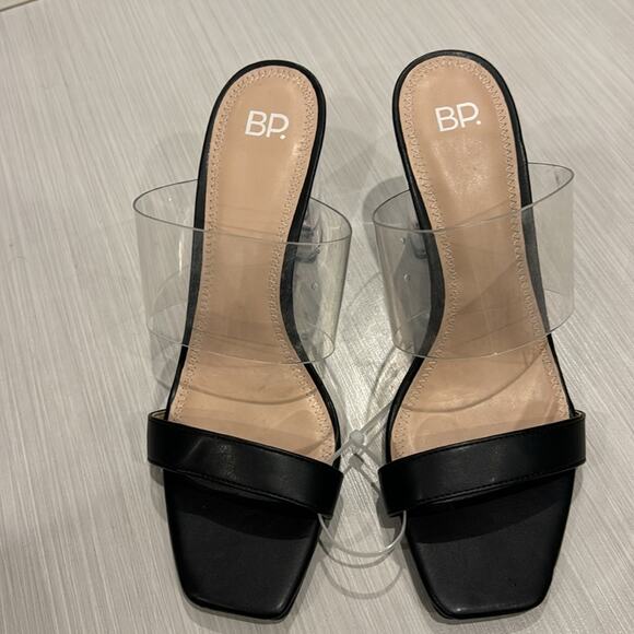 BP Naomi Clear Block Heel Sandals in Black/ Clear Straps. - Picture 8 of 10